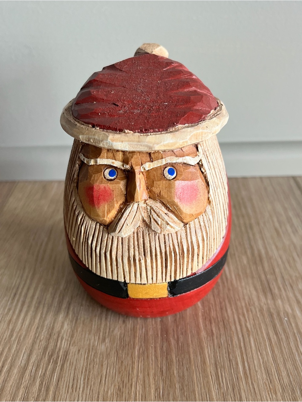 Hand-Carved Santa Figurine - Red Holiday Decor